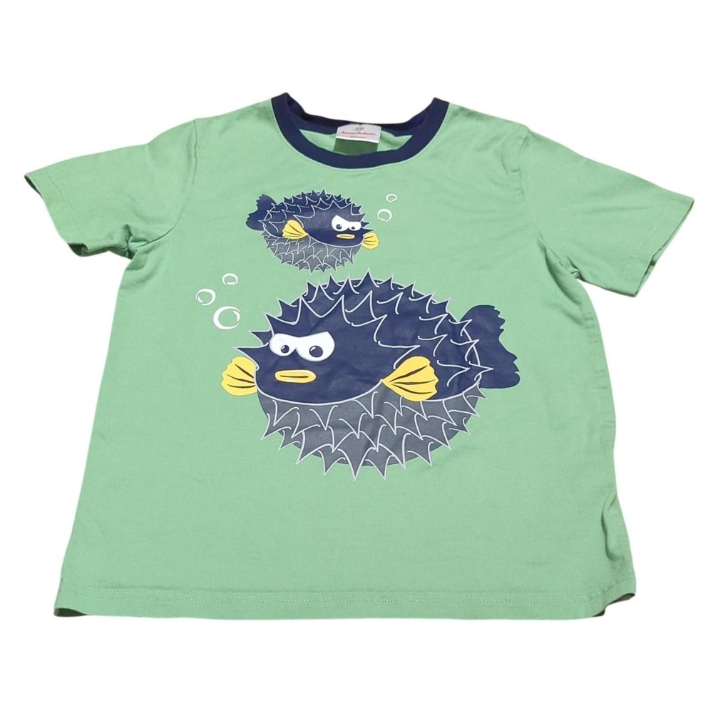 Hanna Andersson Green Puffer Fish Graphic Print Short Sleeve Shirt Sz 130‎ US 8